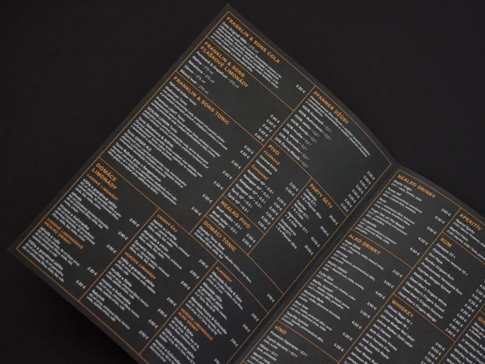 Drink menu for Empire Club — 8